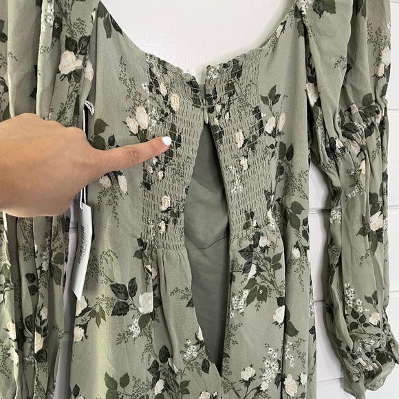 Reformation Floral Maxi Dress Stars in Verde Square Neck Green Womens 4 NEW - Picture 7 of 16
